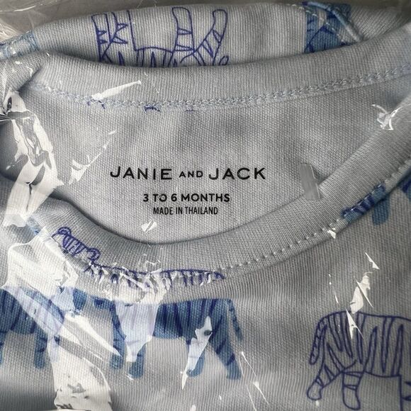 Janie and Jack Baby Short Sleeve Bodysuit, Light Blue W Tiger Pattern, Size 3-6M - Picture 3 of 6